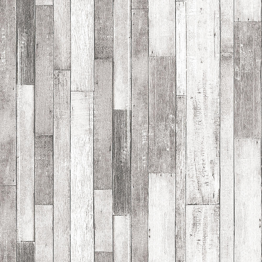 Mineheart Wallpaper Rustic Wood Tapete Grau-Weiß Holzoptik
