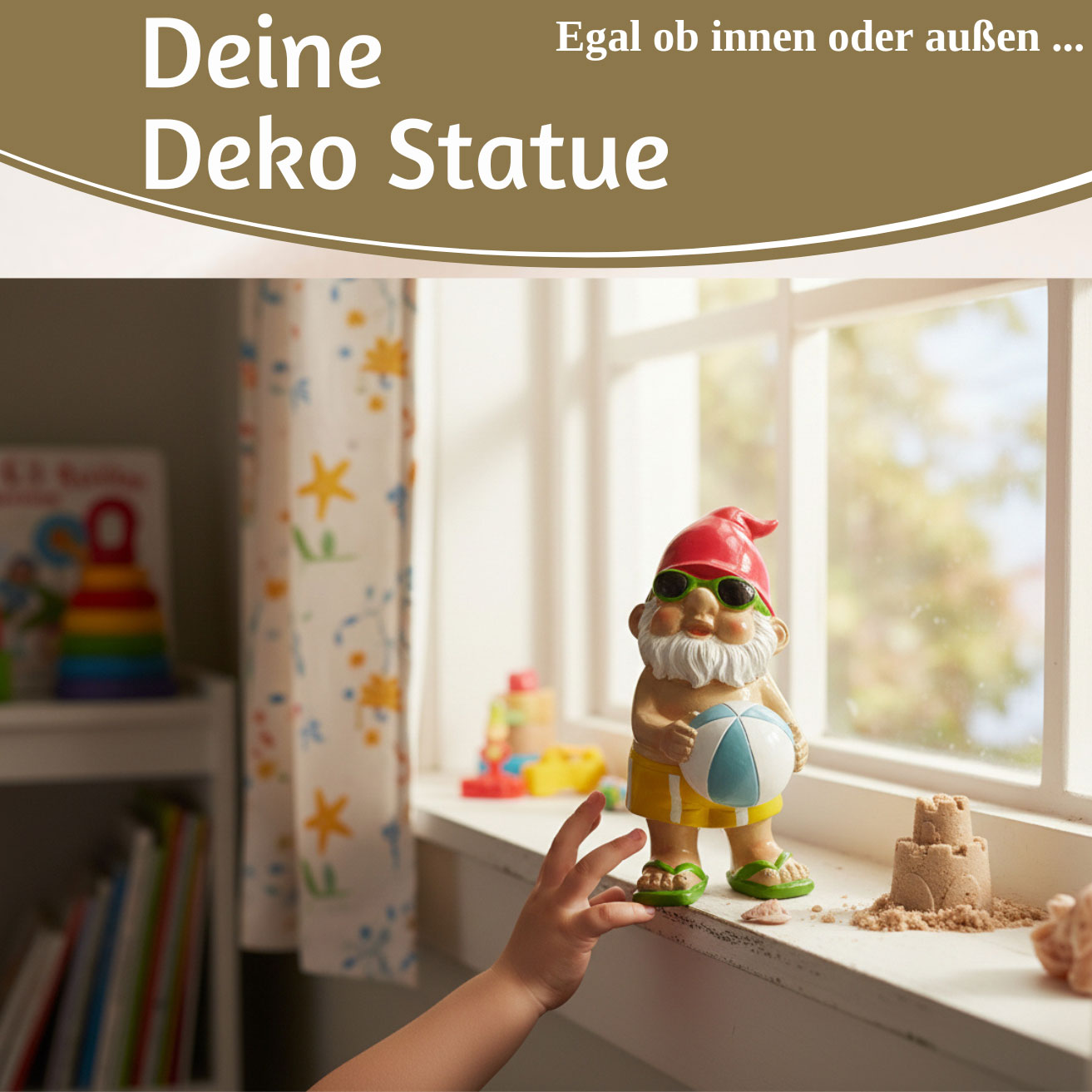 LS-LebenStil Zwerg Bruno Beachball Figur 20cm Polyresin