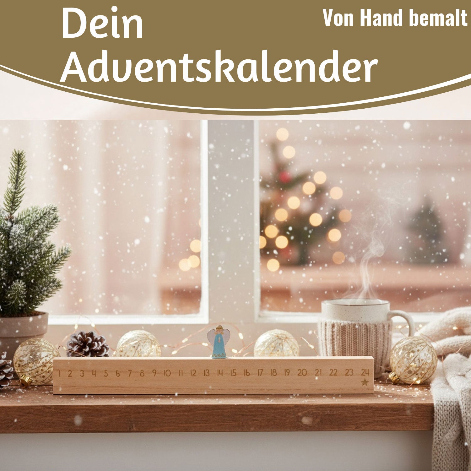 LS-LebenStil Möbel & Wohnen Engel Adventskalender Holz braun 50cm