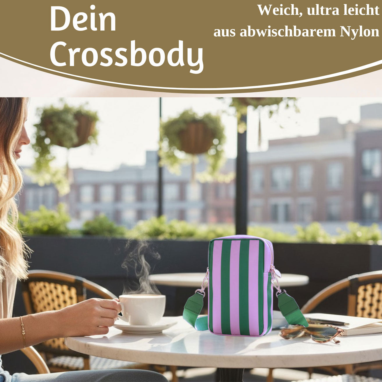 LS-LebenStil Mimi's Glow Ruby Handytasche Grün Violett Crossbody