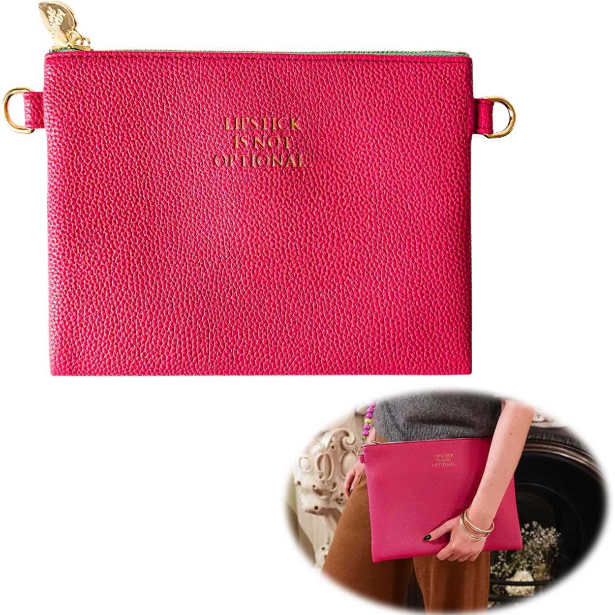 LS-LebenStil Shopper Stella Pink XL 30cm Clutch Handtasche