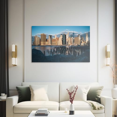 Hustling Sharks Wandbilder Uferlinie vor der Großstadt Leinwand 30x40