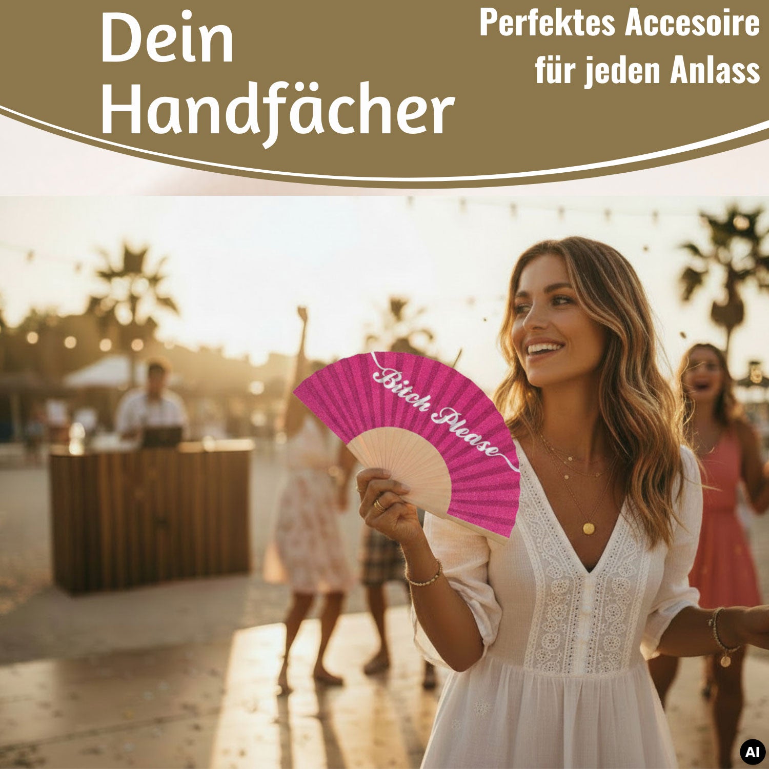 LS-LebenStil Shopper & Taschen Handfächer Faltfächer Bitch Please pink