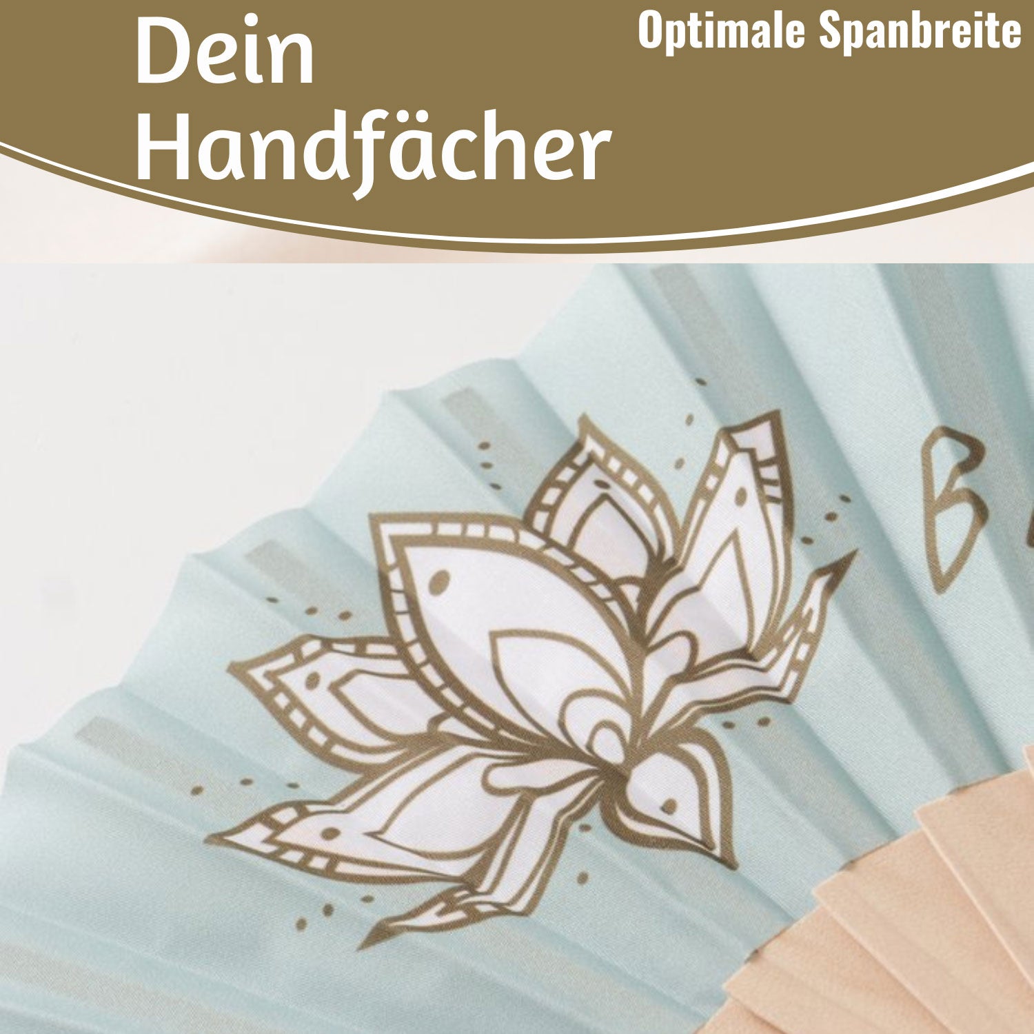 Handfächer Pure Balance Holz Stoff blau grau 42 cm faltbar