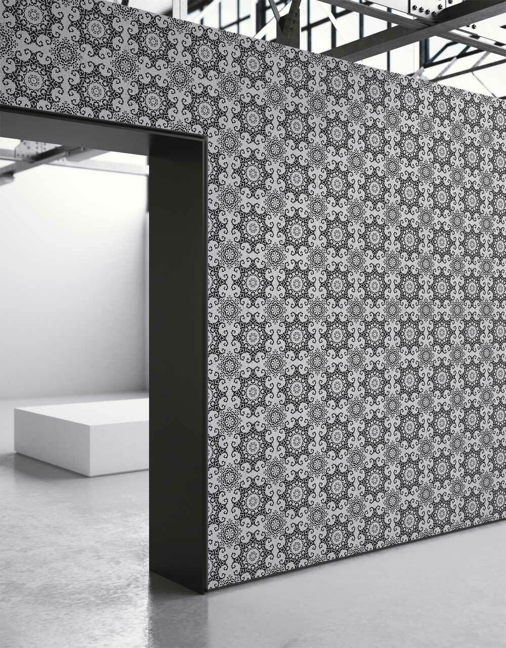 Mineheart Black Geometric Damask Tapete schwarz Vlies