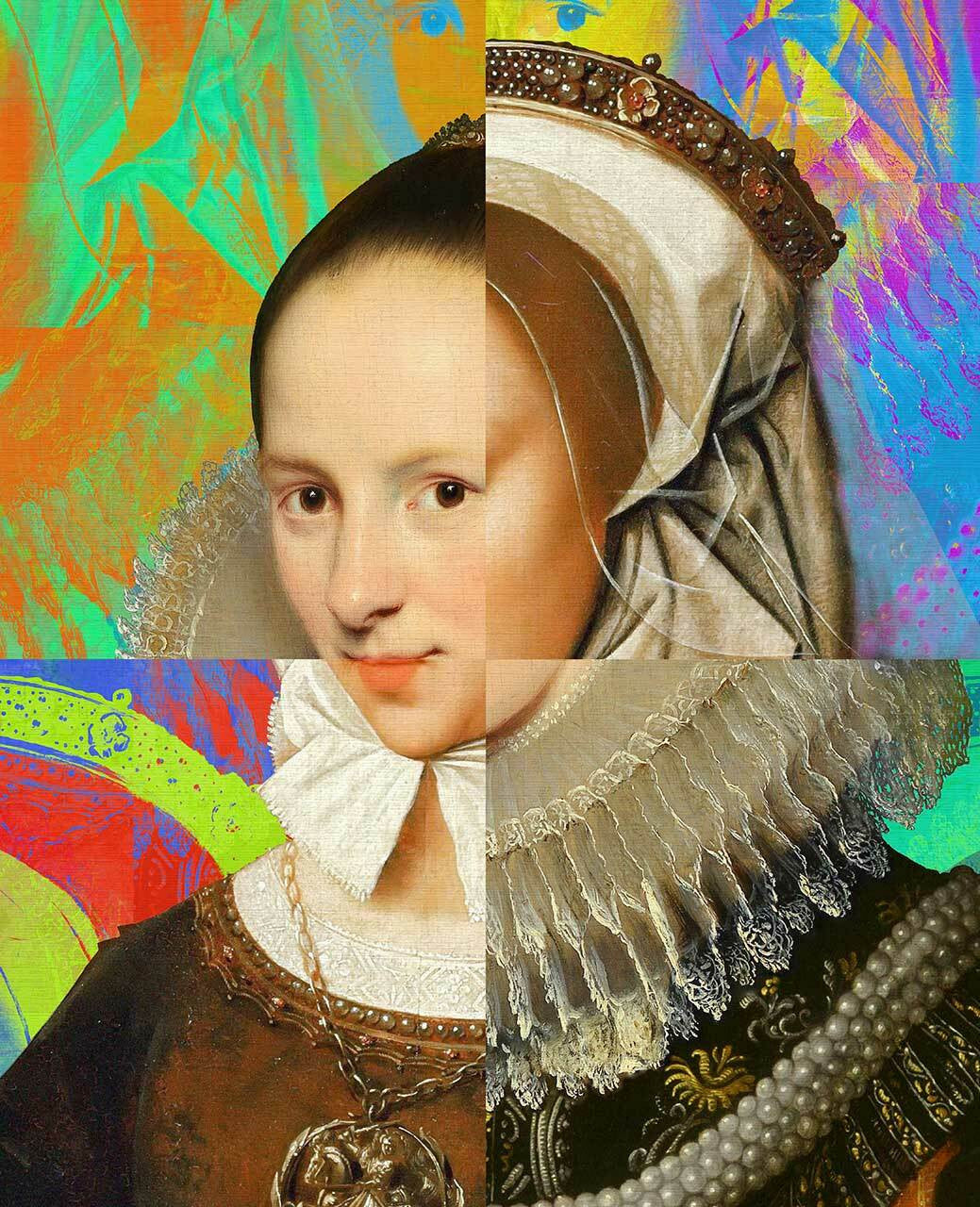 Mineheart Lady Puzzled Portrait Wandbild Braun 60x81cm