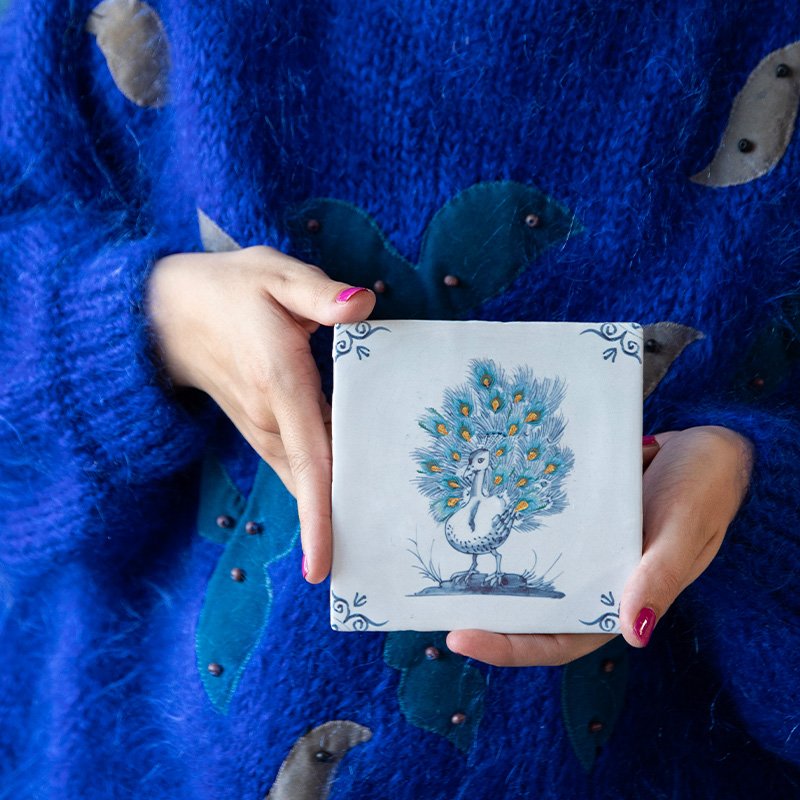 Storytiles Delft Blue Trots Als Een Pauw Wandfliese 10x10 cm