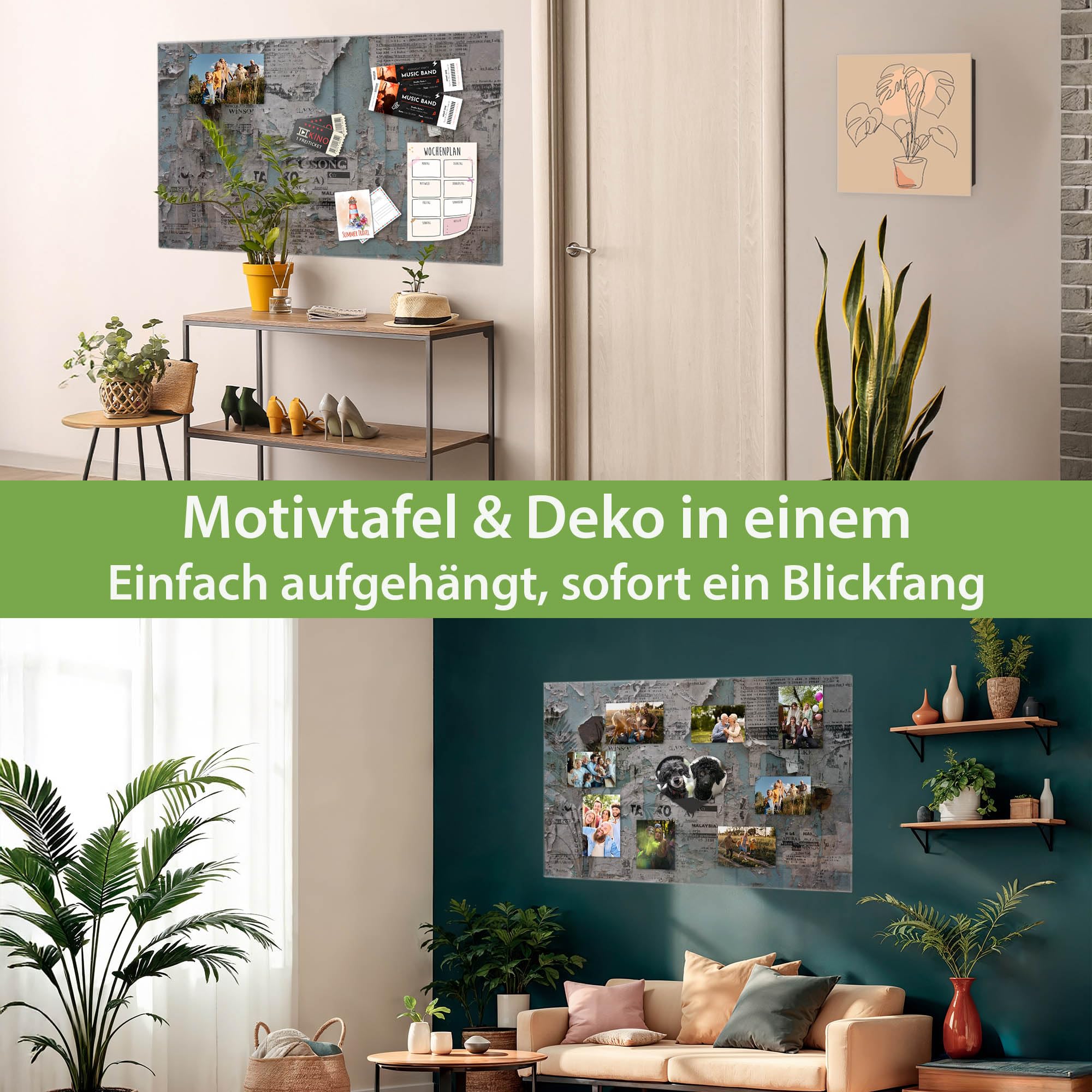 Banjado Magnettafel Wand mit Zeitungen Glasboard 120x80 cm