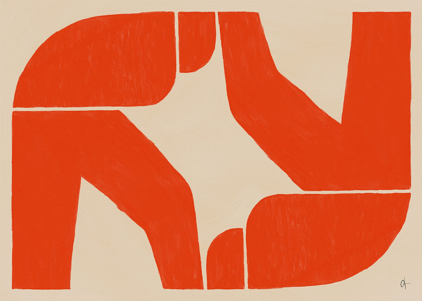 The Poster Club Art Prints 4PM Kunstdruck A4 beige rot