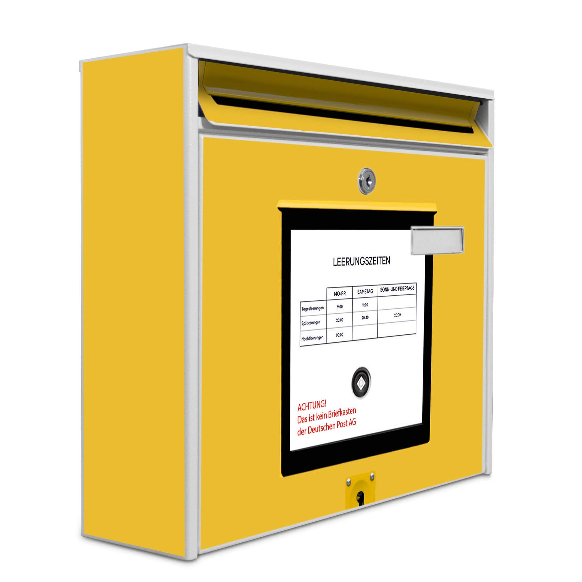Banjado Briefkasten Post Gelb 32x36x10 cm Stahl schwarz