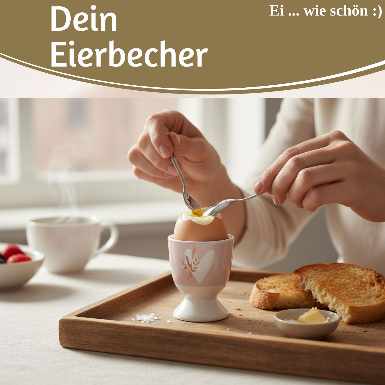 LS-LebenStil Eierbecher Echt-Gold Herz mit Strauß 6 cm