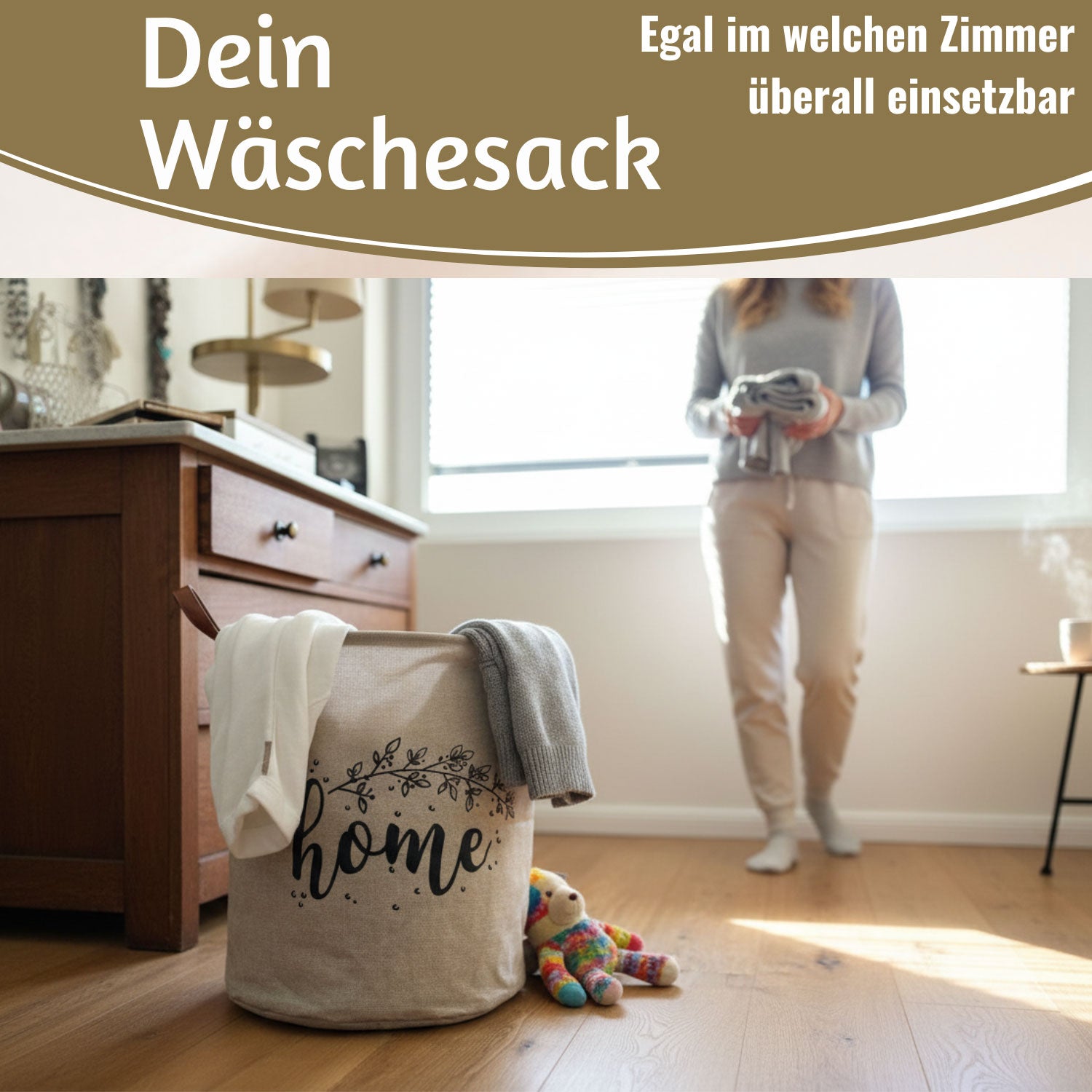 LS-LebenStil Möbel & Wohnen Vintage Home Wäschekorb 62L beige