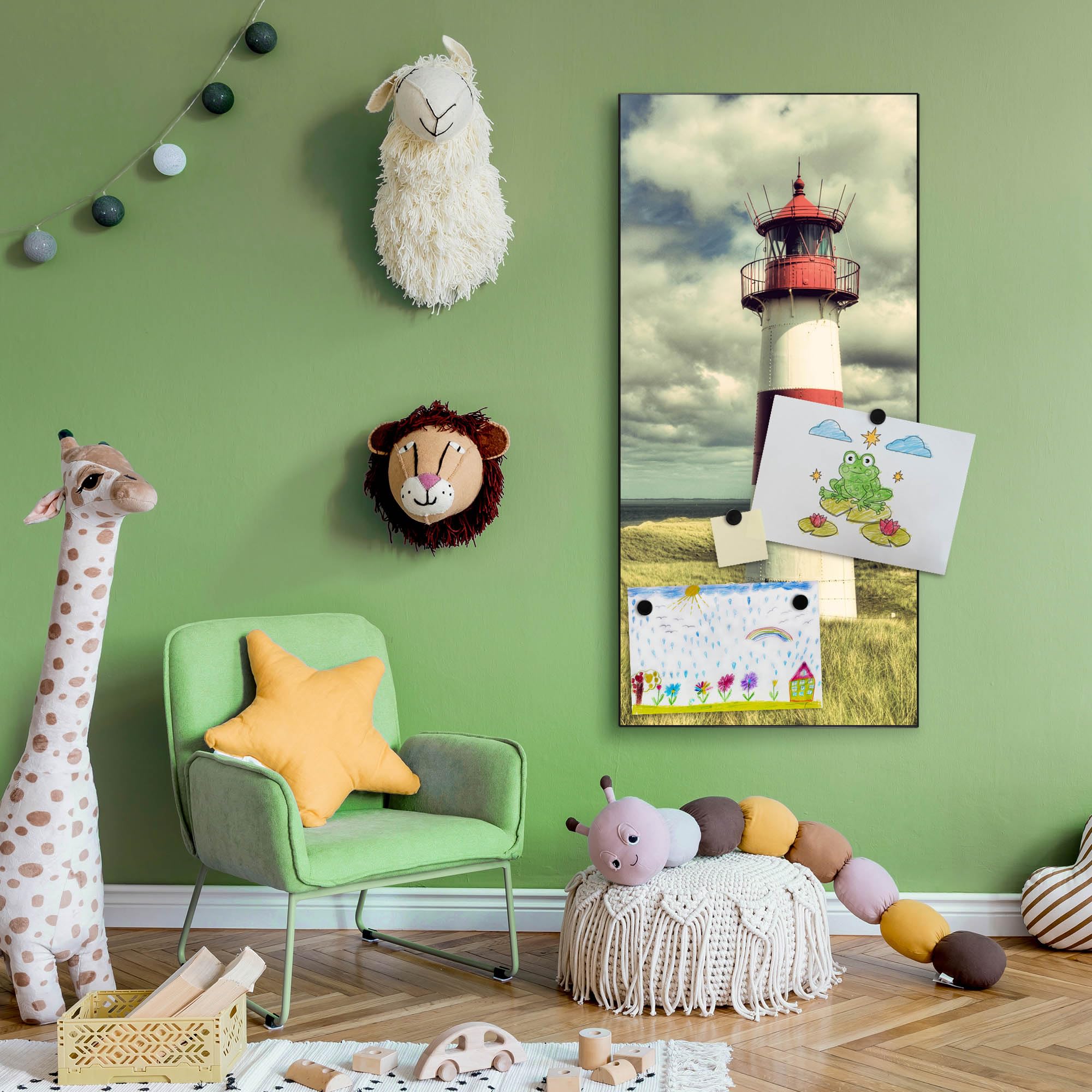 Banjado Magnettafel 37x78 cm Magnetwand Leuchtturm Sylt