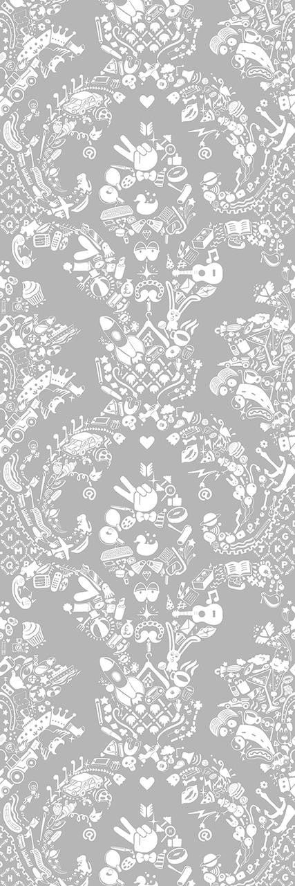 Mineheart New World Damask Tapete Weiß-Grau