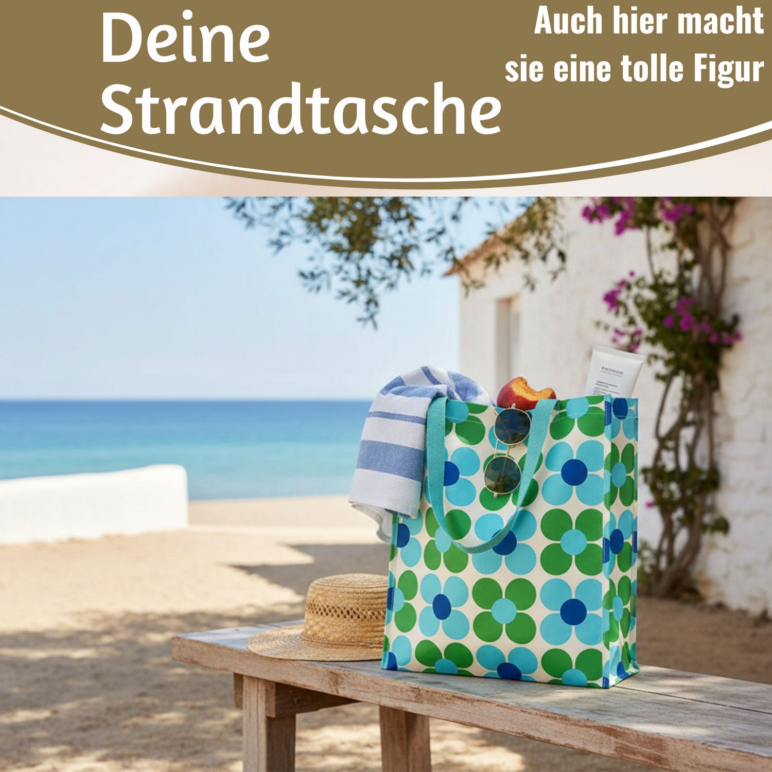 LS-LebenStil Daisy Shopper Blau Grün faltbar Einkaufstasche