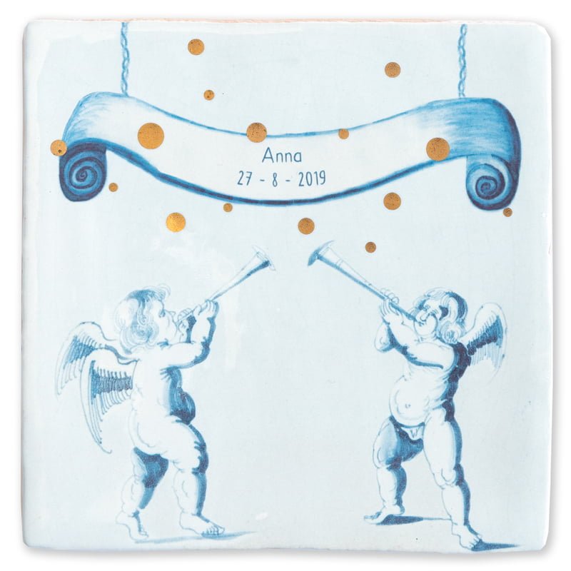 Storytiles Delft Blue La grande festa Wandfliese M Geburt Gold