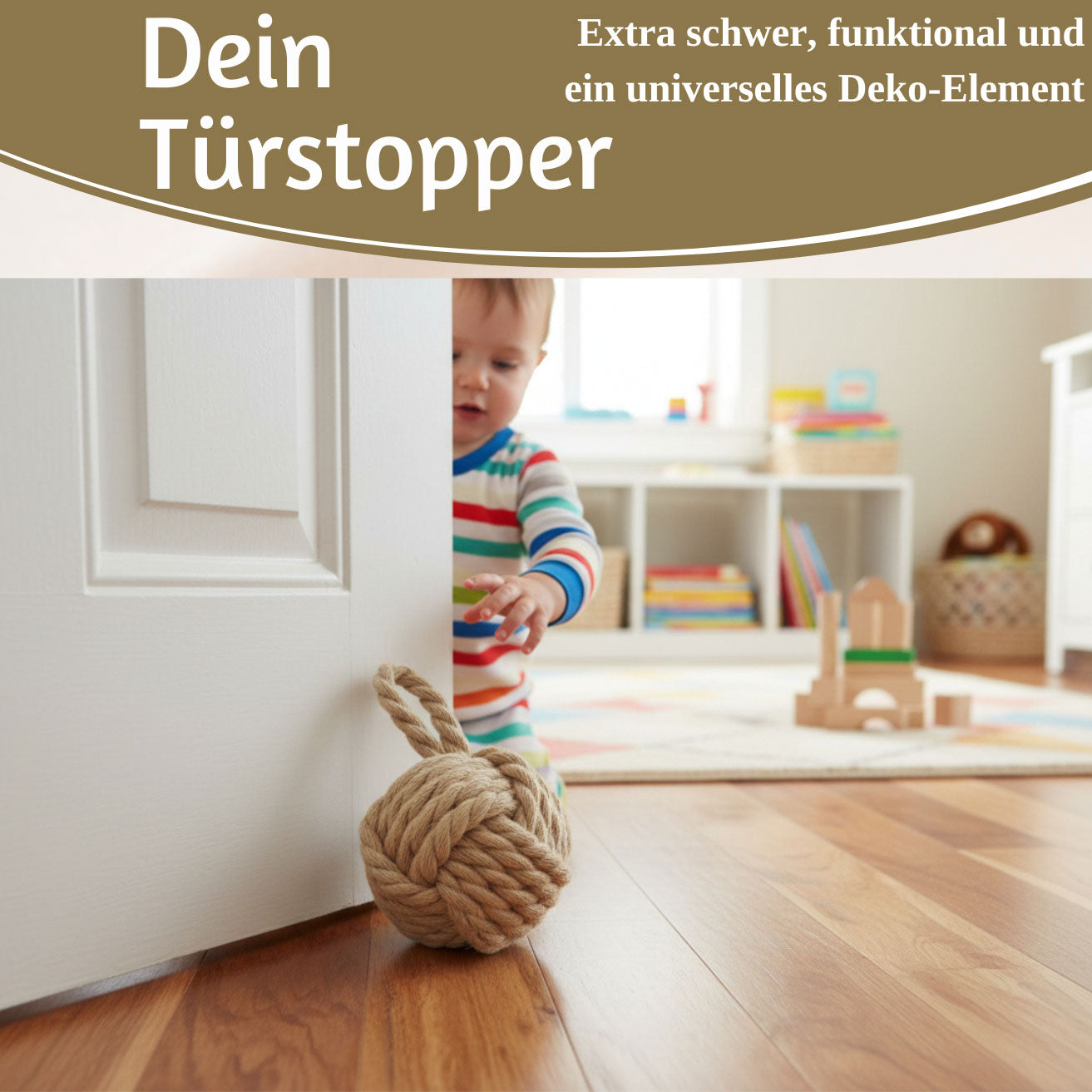 LS-LebenStil Malmö Türstopper Jute beige-braun 23cm 1,3kg