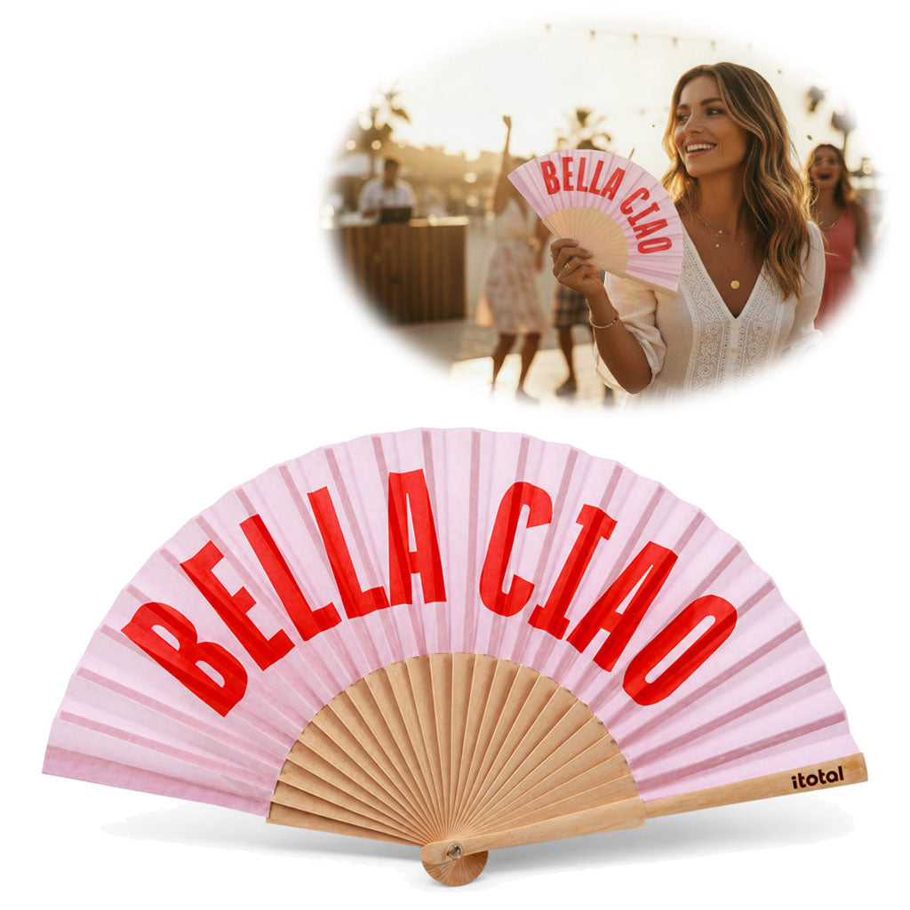 LS-LebenStil Shopper & Taschen Bella Ciao Handfächer Rosa Rot Holz