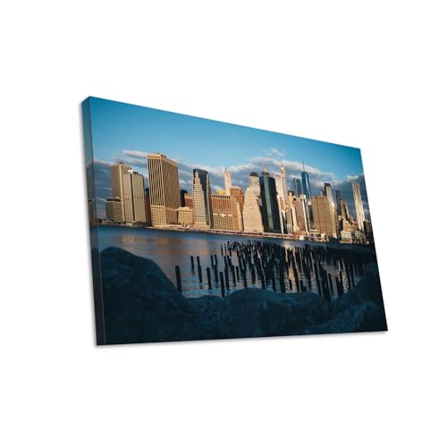 Hustling Sharks Wandbilder Uferlinie vor der Großstadt Leinwand 30x40