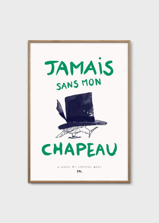 The Poster Club Art Prints L'Oiseau au Chapeau Bleu Poster A4 grün