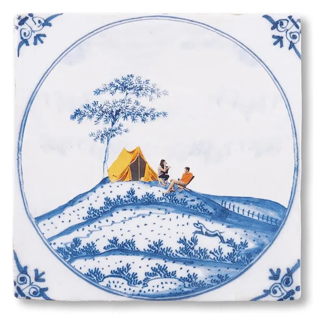 Storytiles Delft Blue Outdoor Lovers Fliese 10x10 Zelt-Motiv
