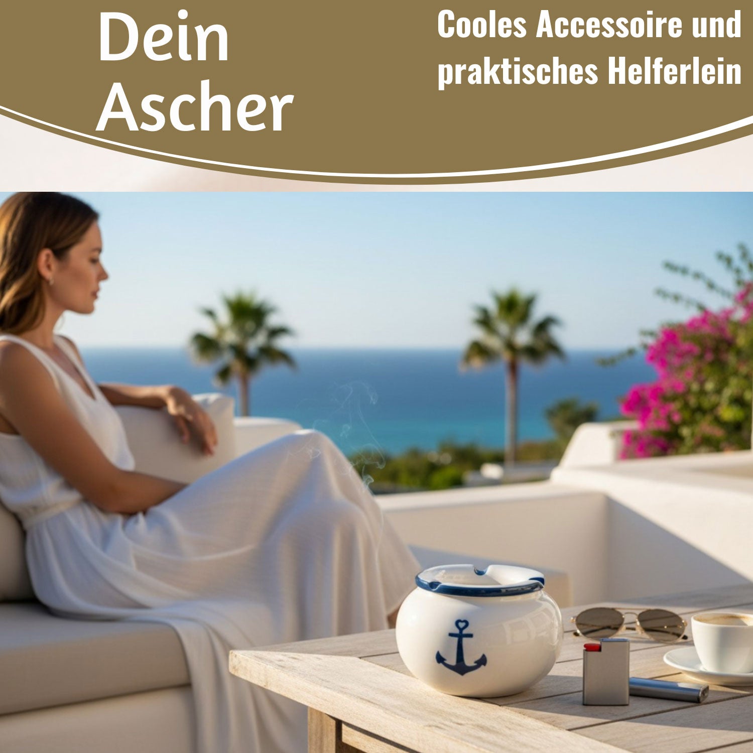 LS-LebenStil Küche & Haushalt Anker Sturmaschenbecher Keramik 10cm