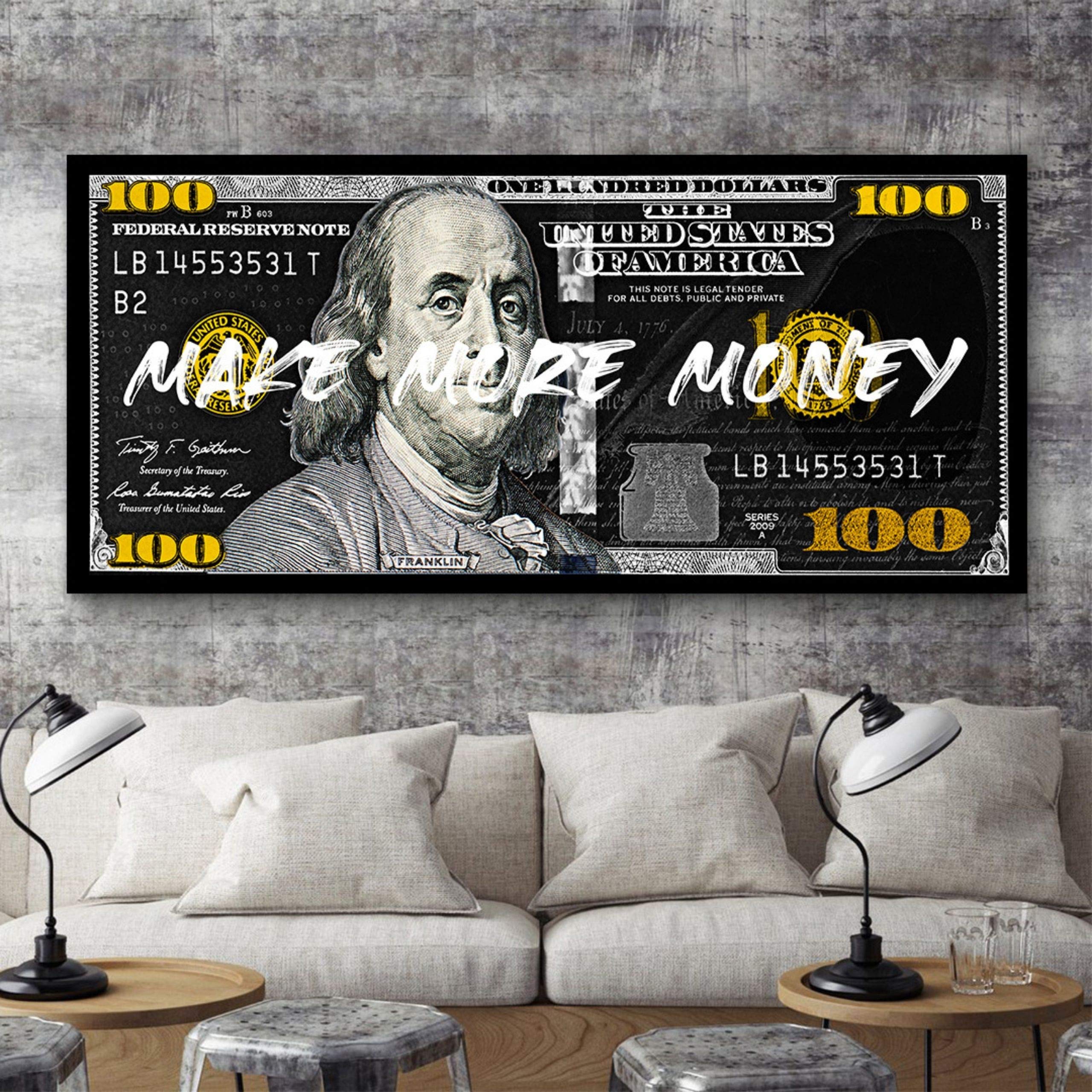 Hustling Sharks Make More Money Leinwandbild 60x30cm Büro