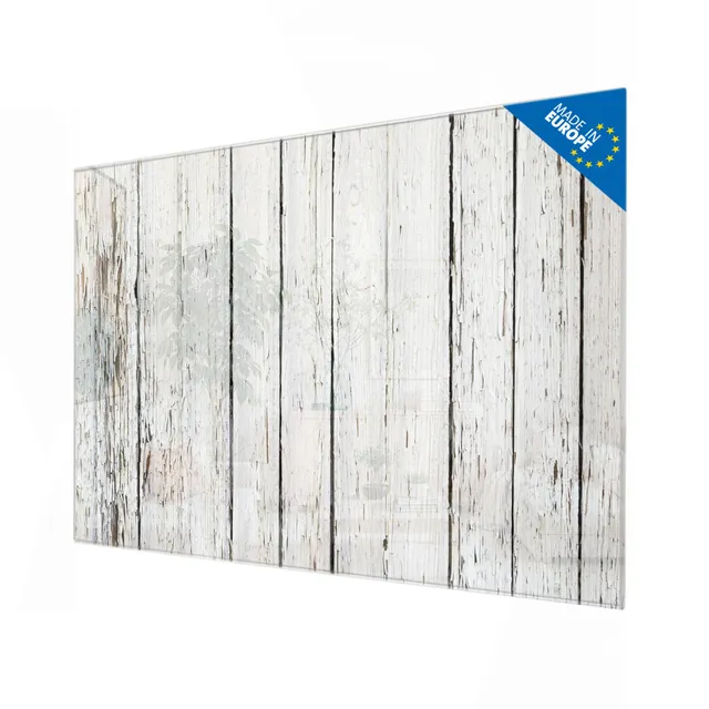 Banjado Magnettafel Weißer Bretterzaun Holz Magnetboard 120x80