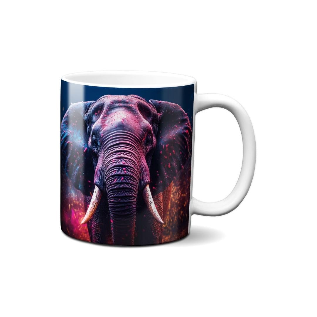 Hustling Sharks Bunter Elephant Tasse 330ml weiß Tiermotiv