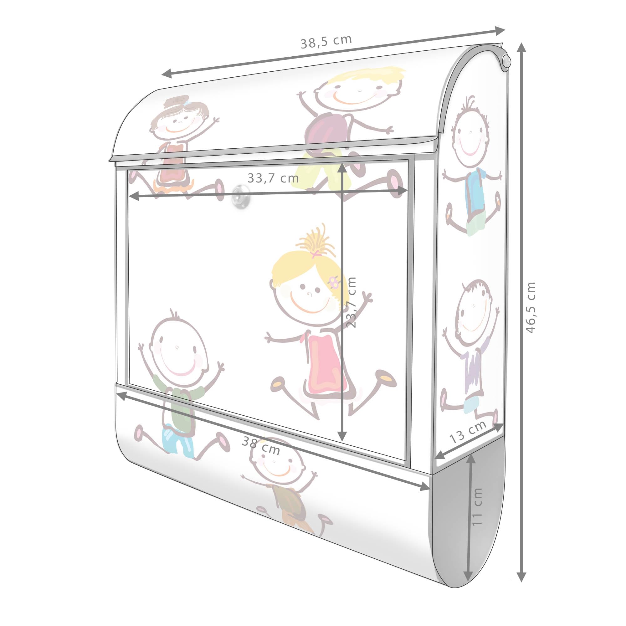 Banjado Briefkasten Happy Kids Stahl Schwarz A4