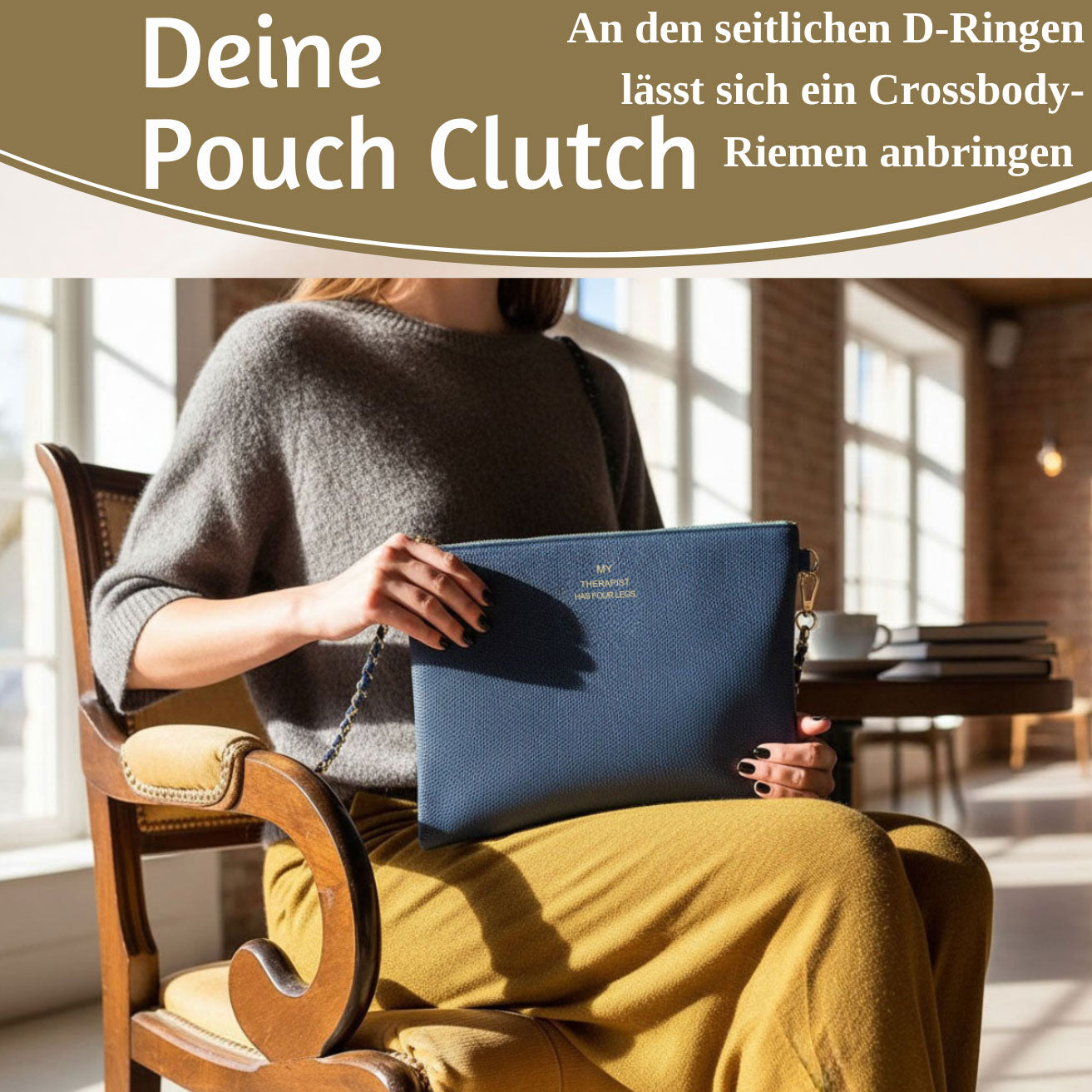 LS-LebenStil Shopper & Taschen Stella Navy Blau XL Clutch 30cm