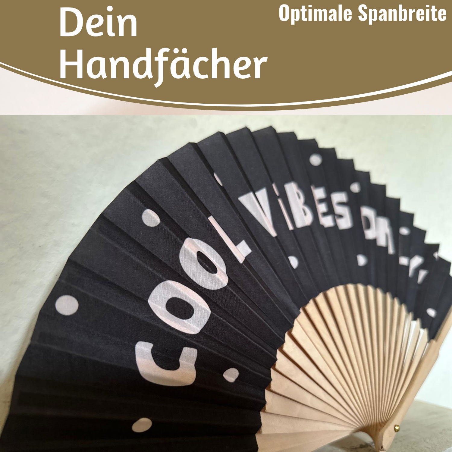 LS-LebenStil Cool Vibes Only Handfächer schwarz 23x42cm