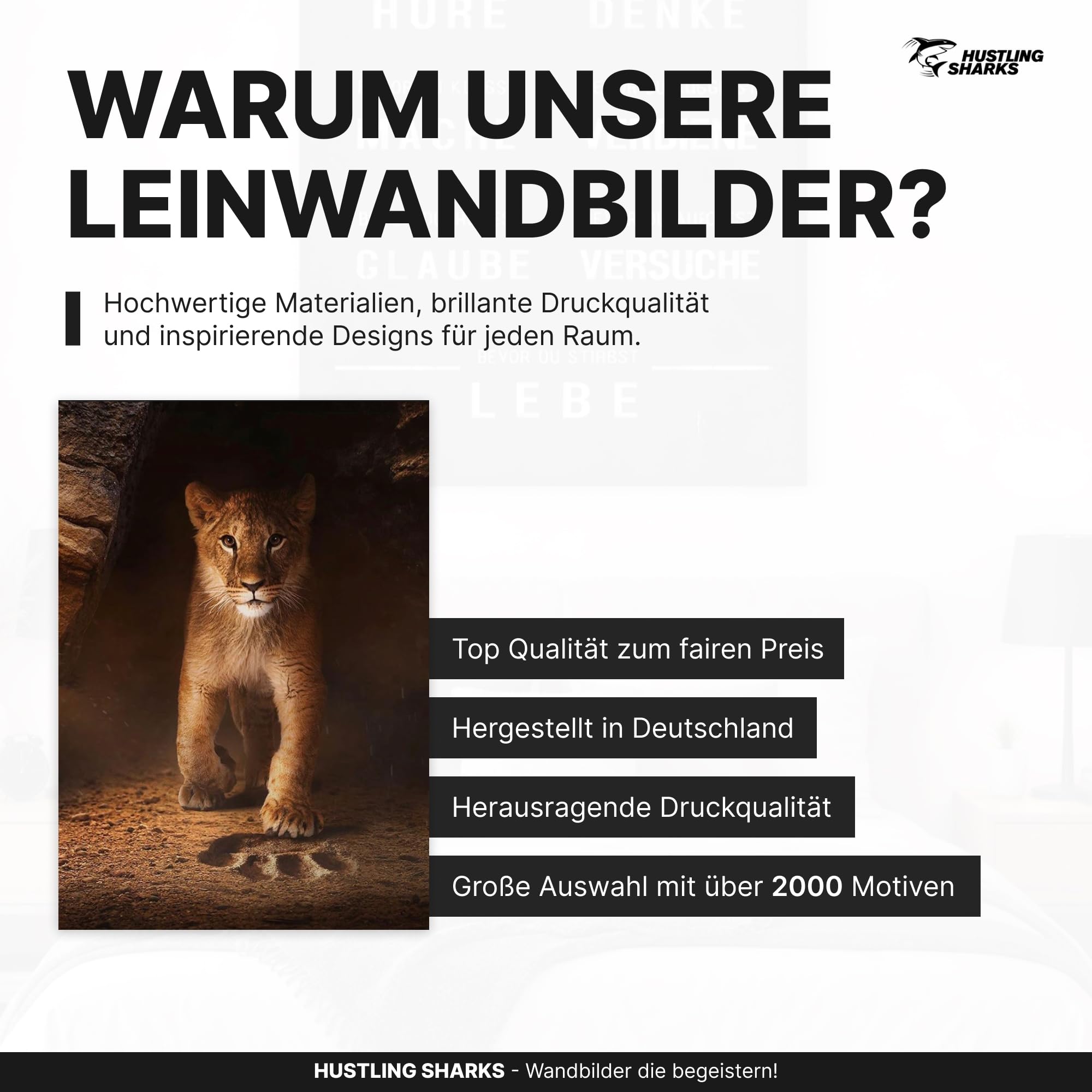 Hustling Sharks Wandbilder Footprints Leinwand 30x40 cm