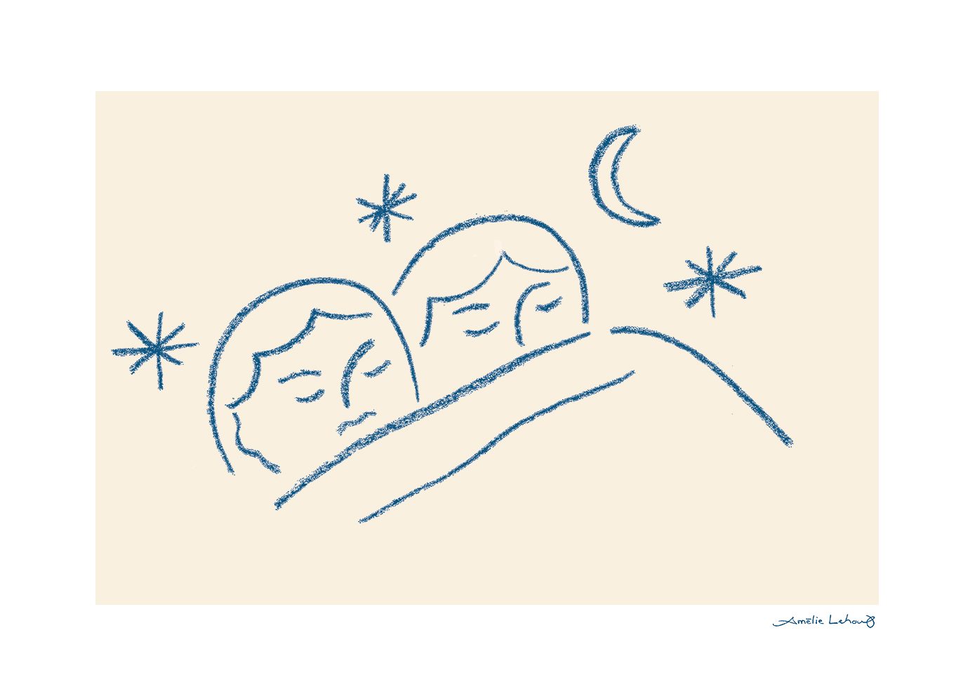 The Poster Club Art Prints Slumber Kunstdruck A4 Blau-Beige