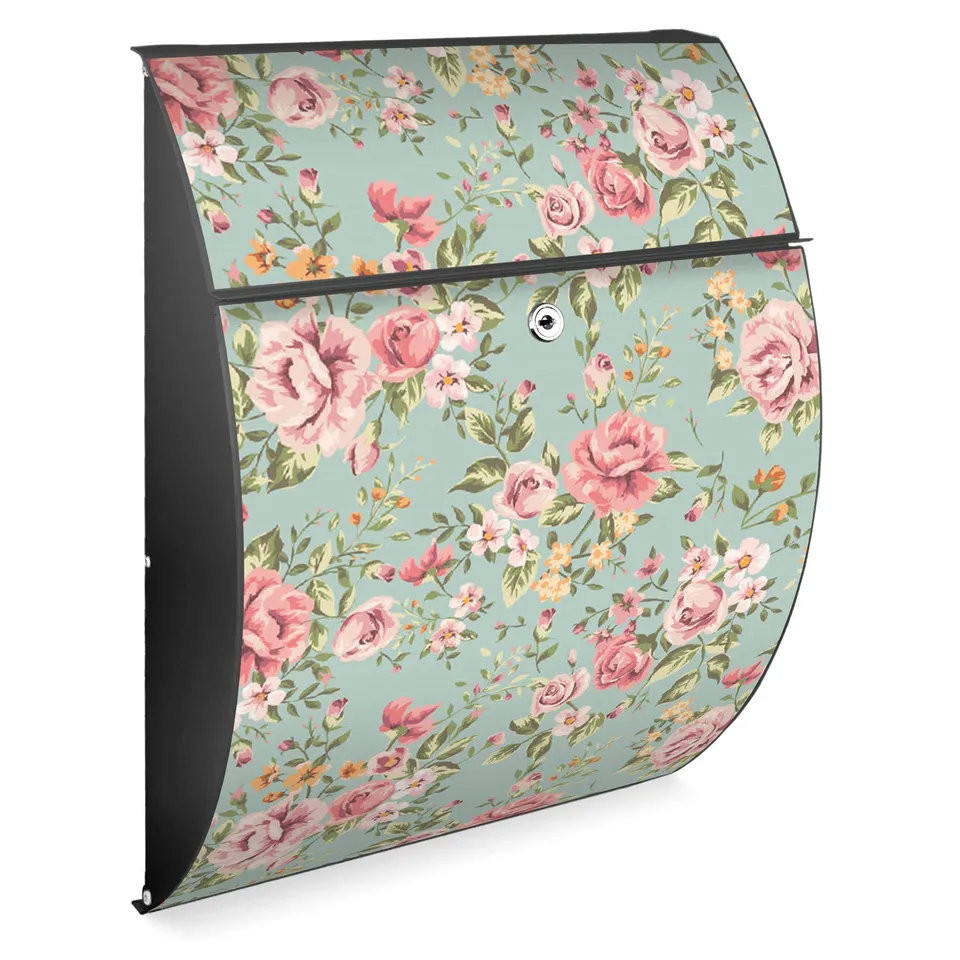 Banjado Briefkasten Riviera 46x33,5x13cm Altrosa Blume Anthrazit
