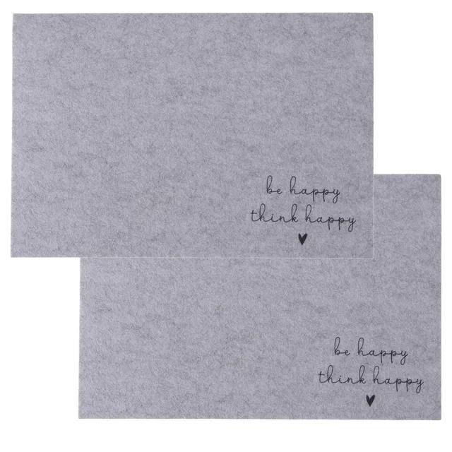 LS-LebenStil Happy Filz Tischset Hell-Grau 45cm 2er Set