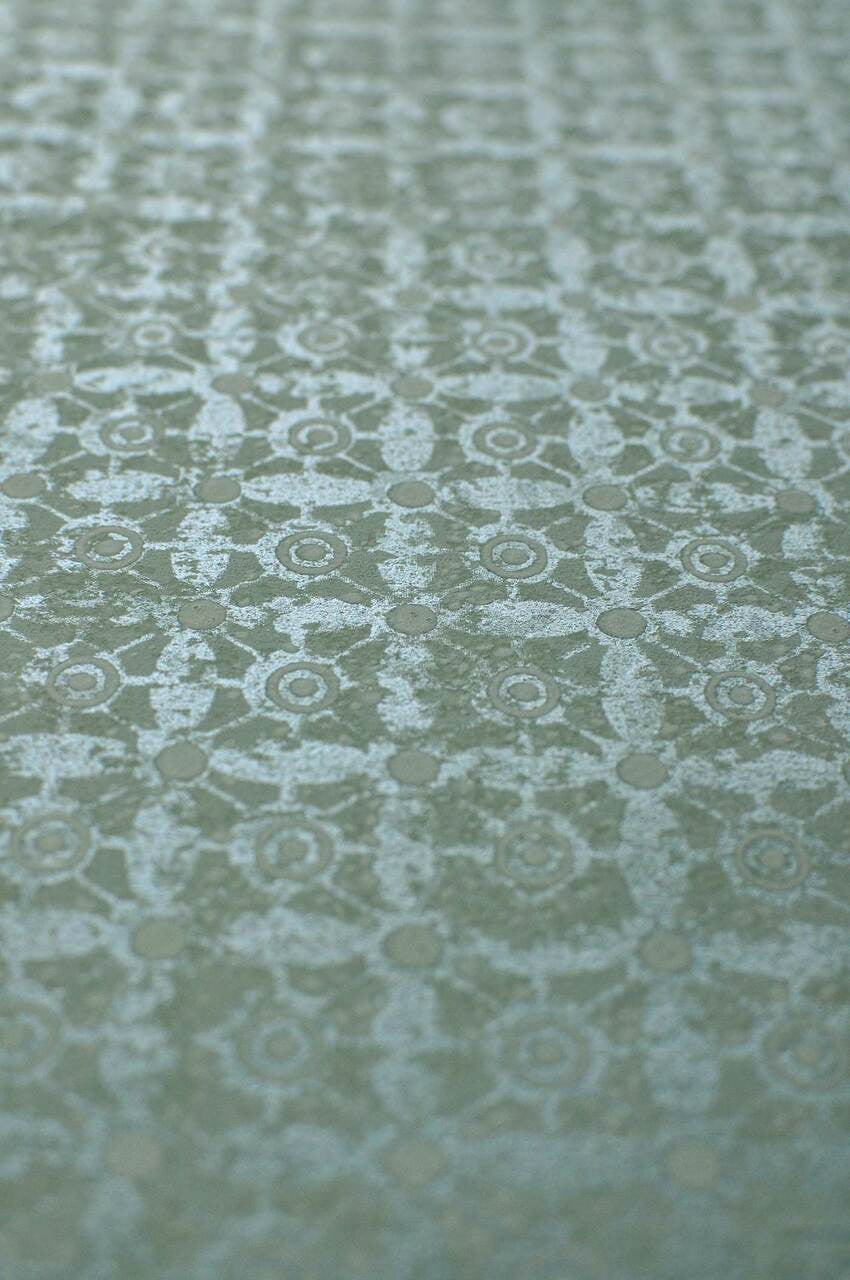 Mineheart Wallpaper Classico Tile Tapete Silver Green Fliesenoptik