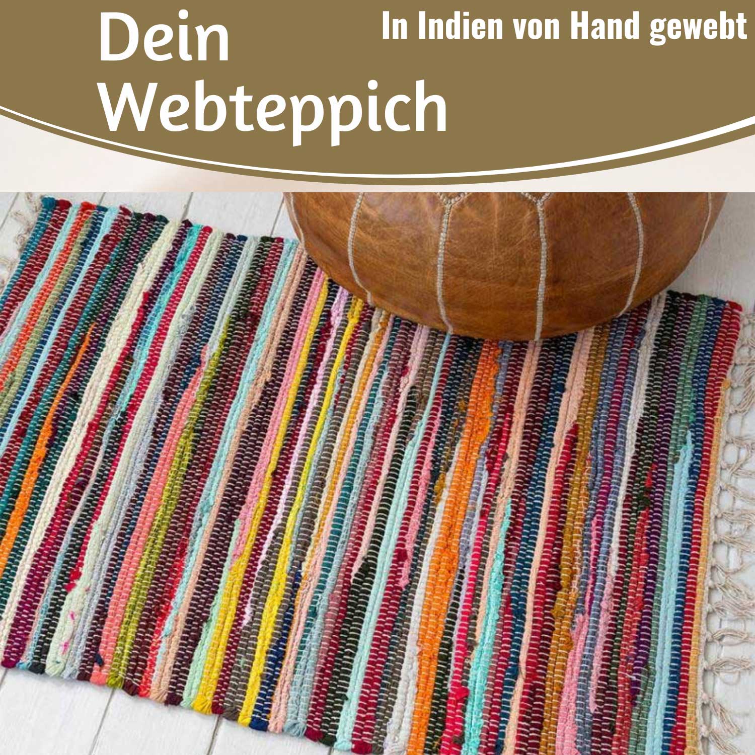 LS-LebenStil Dehli Fleckerlteppich 90x60cm Bunt Baumwolle Boho