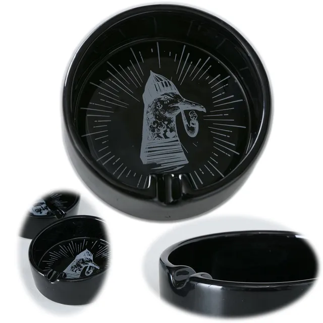 LS-LebenStil Sylt Aschenbecher Keramik schwarz Möwe 10 cm maritim