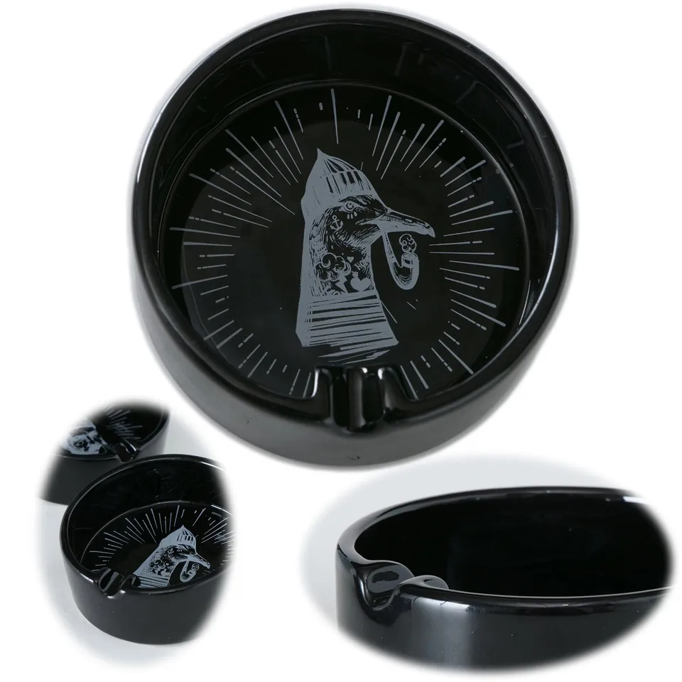 LS-LebenStil Sylt Aschenbecher Keramik schwarz Möwe 10 cm maritim