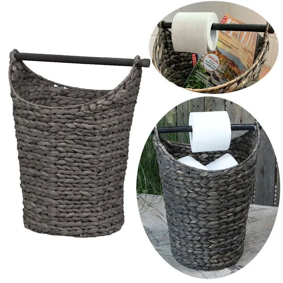 LS-LebenStil Toilettenpapier-Ständer 40cm Rattan Grau Korb