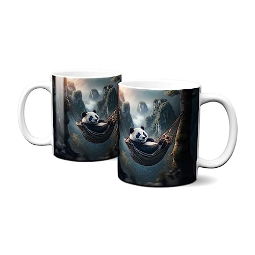 Hustling Sharks Gelassener Panda Tasse 330ml weiß