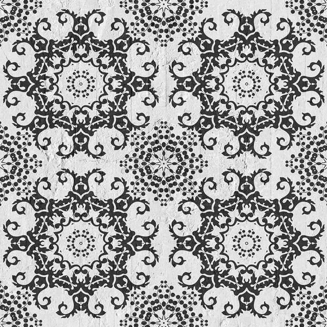 Mineheart Black Geometric Damask Tapete schwarz Vlies