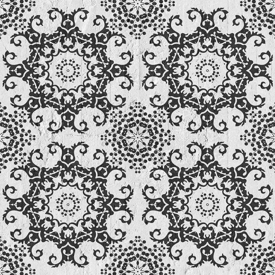 Mineheart Black Geometric Damask Tapete schwarz Vlies