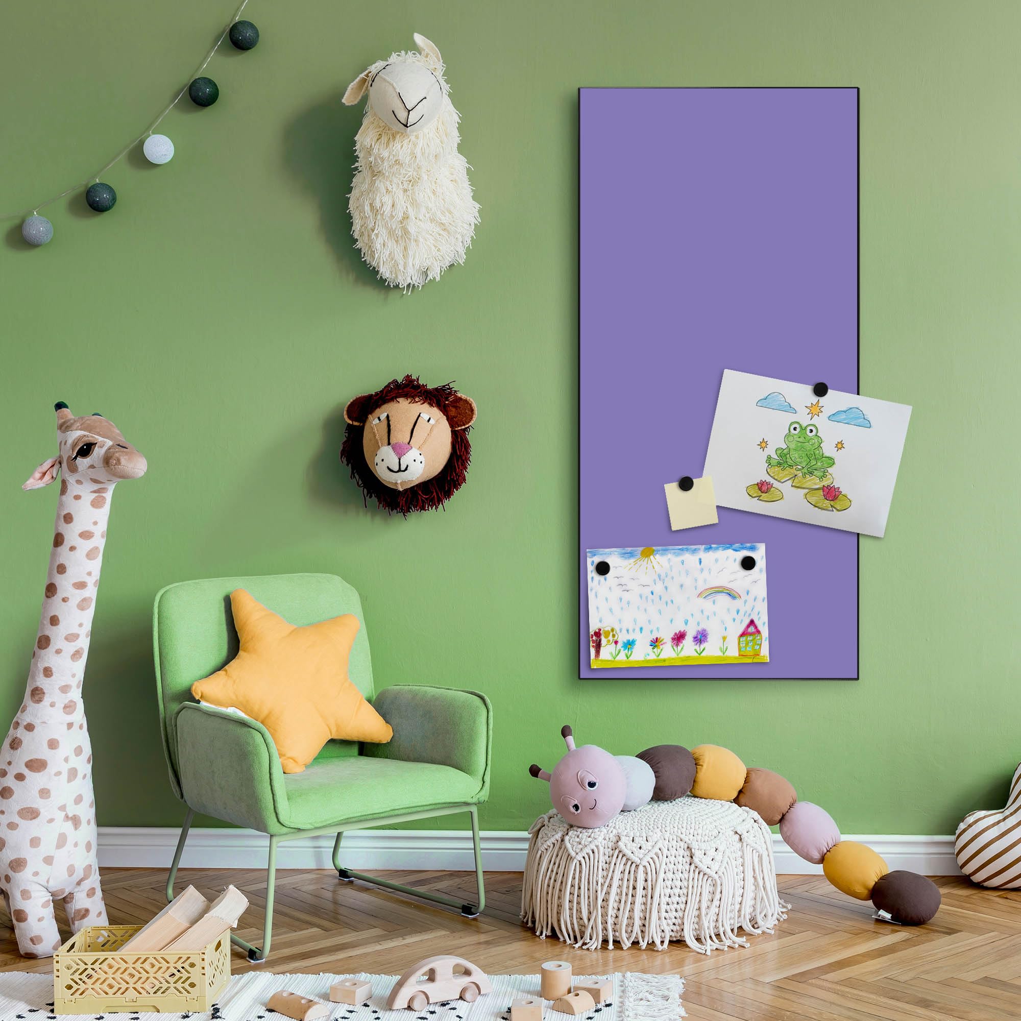 Banjado Magnettafel Metall 37x78cm Magnetwand Lavendel beschreibbar