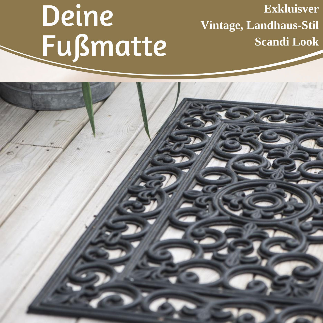 LS-LebenStil Möbel & Wohnen Türmatte Gummi Filigran 75x45cm Schwarz