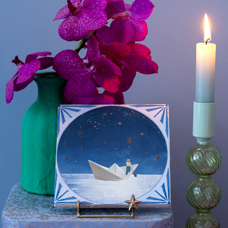 StoryTiles Delft Blue Towards new horizons Fliese S 10x10 Gold