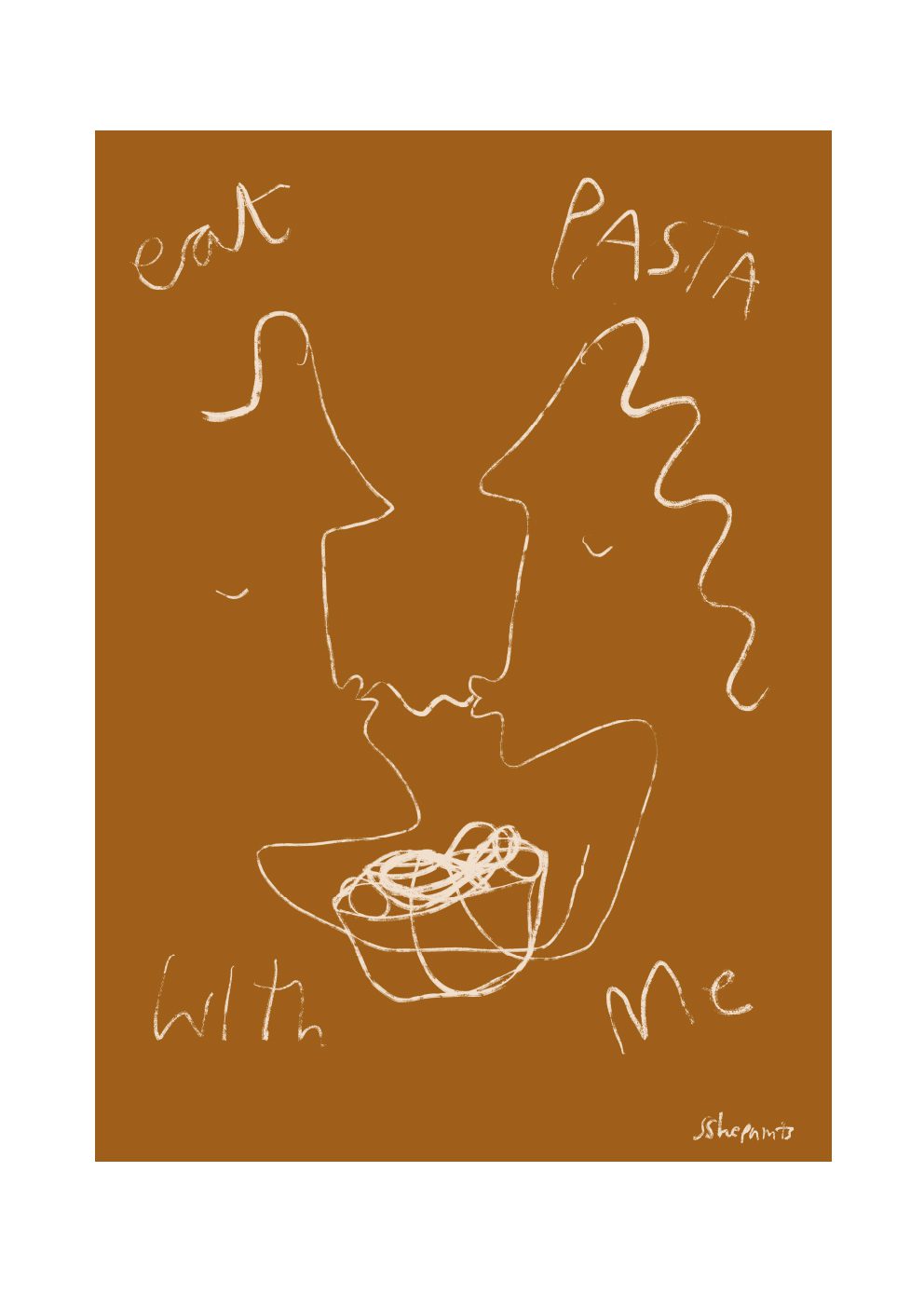 The Poster Club Eat Pasta Poster 30x40 cm braun