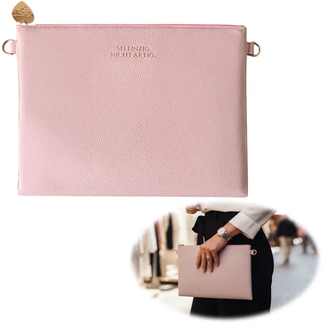 LS-LebenStil Stella Rosa XL Clutch 30cm Rosa PU-Leder Slogan
