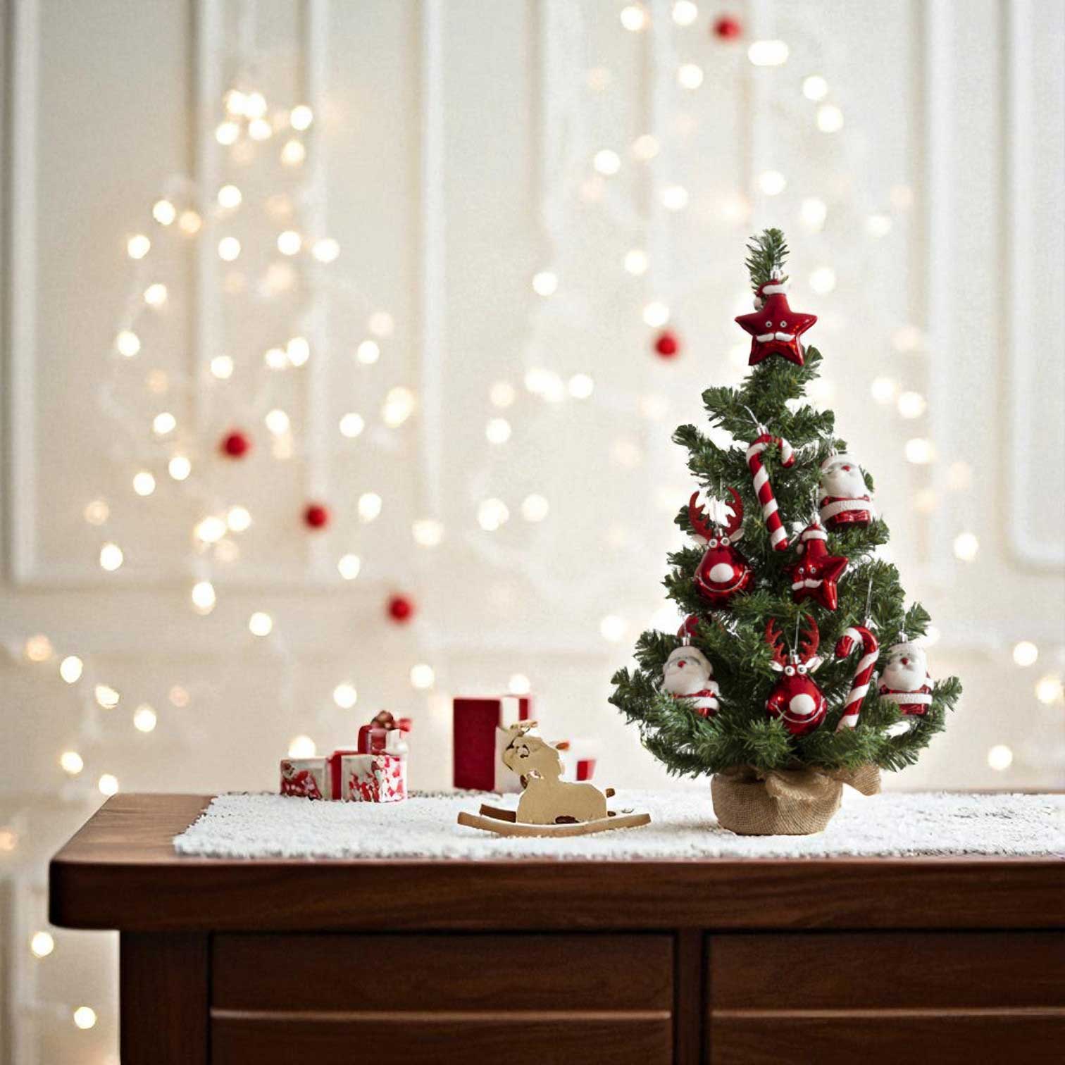 LS-LebenStil Deko Weihnachtsbaum 60 cm grün-rot geschmückt